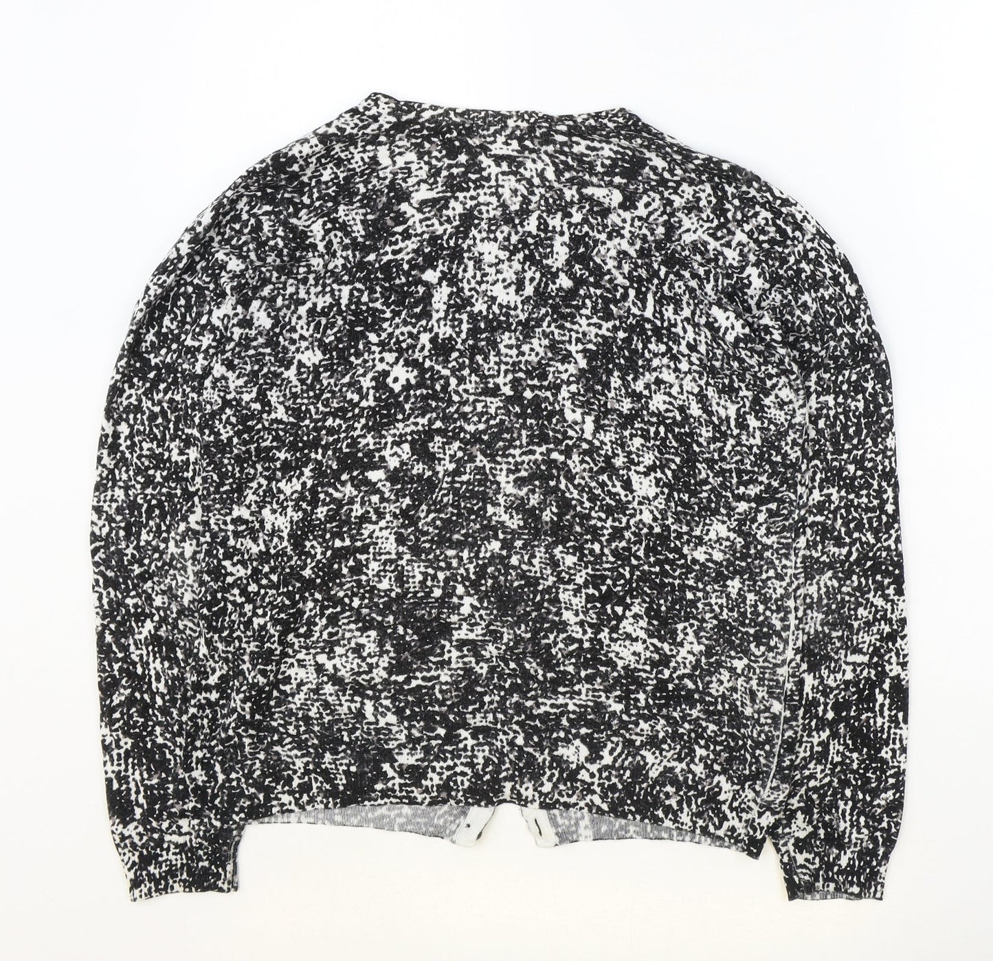 Marks and Spencer Womens Black V-Neck Geometric Viscose Cardigan Jumper Size 12