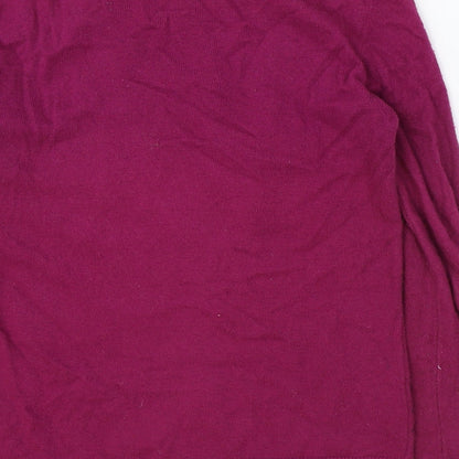 Country Casuals Womens Purple Round Neck Geometric Cotton Pullover Jumper Size S