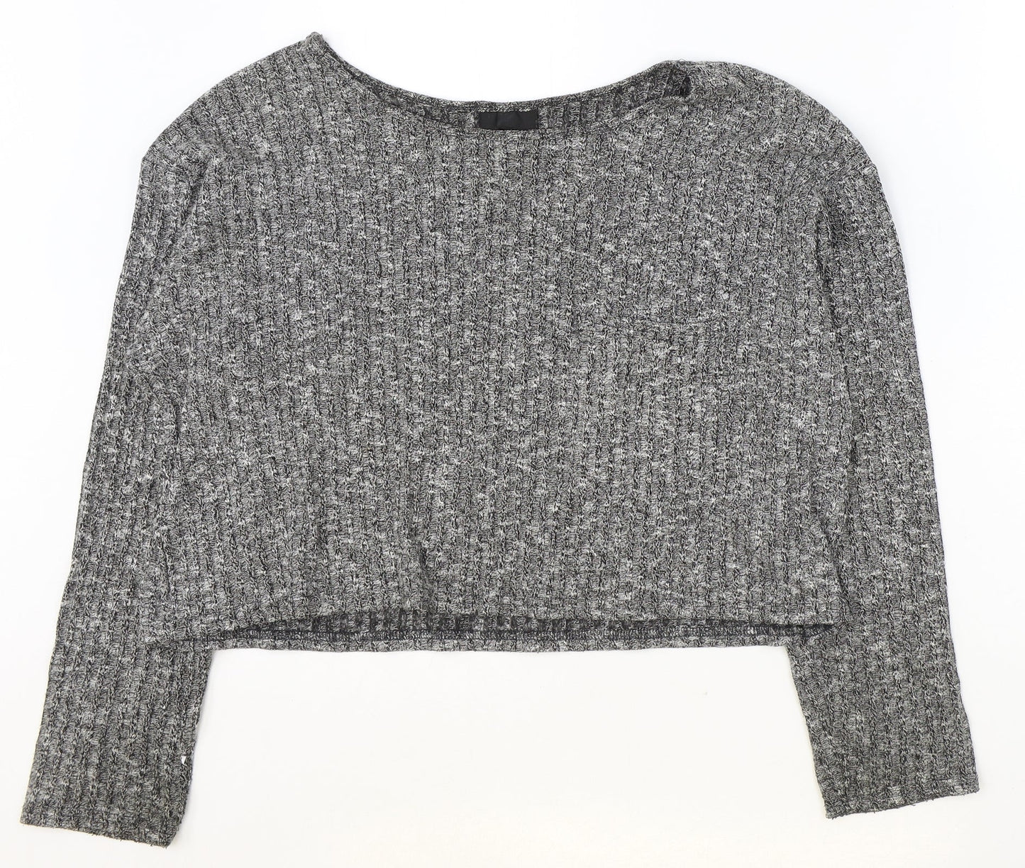 Topshop Womens Grey Round Neck Geometric Polyester Pullover Jumper Size 8