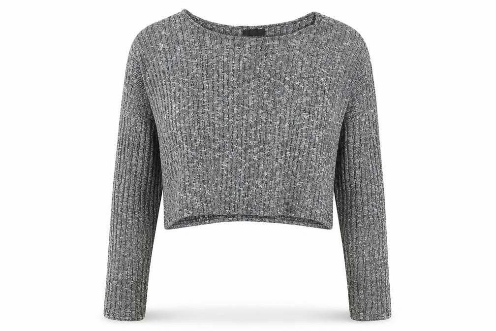 Topshop Womens Grey Round Neck Geometric Polyester Pullover Jumper Size 8