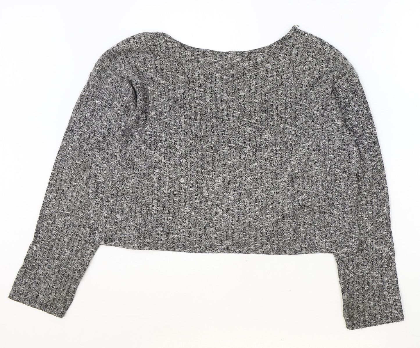 Topshop Womens Grey Round Neck Geometric Polyester Pullover Jumper Size 8