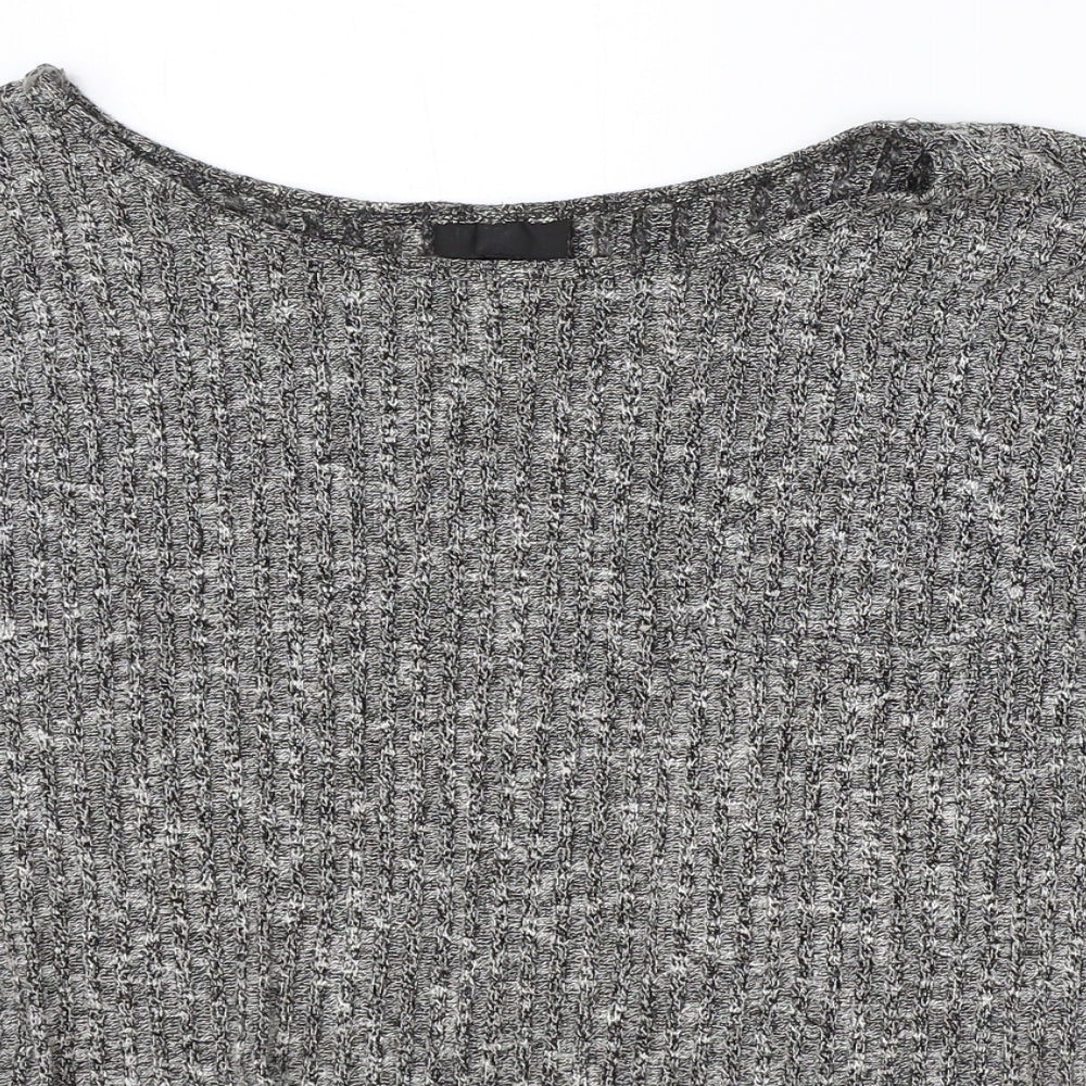 Topshop Womens Grey Round Neck Geometric Polyester Pullover Jumper Size 8