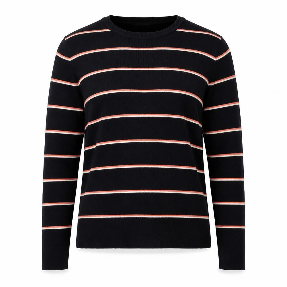 Therapy Womens Blue Striped Viscose Basic T-Shirt Size S Round Neck