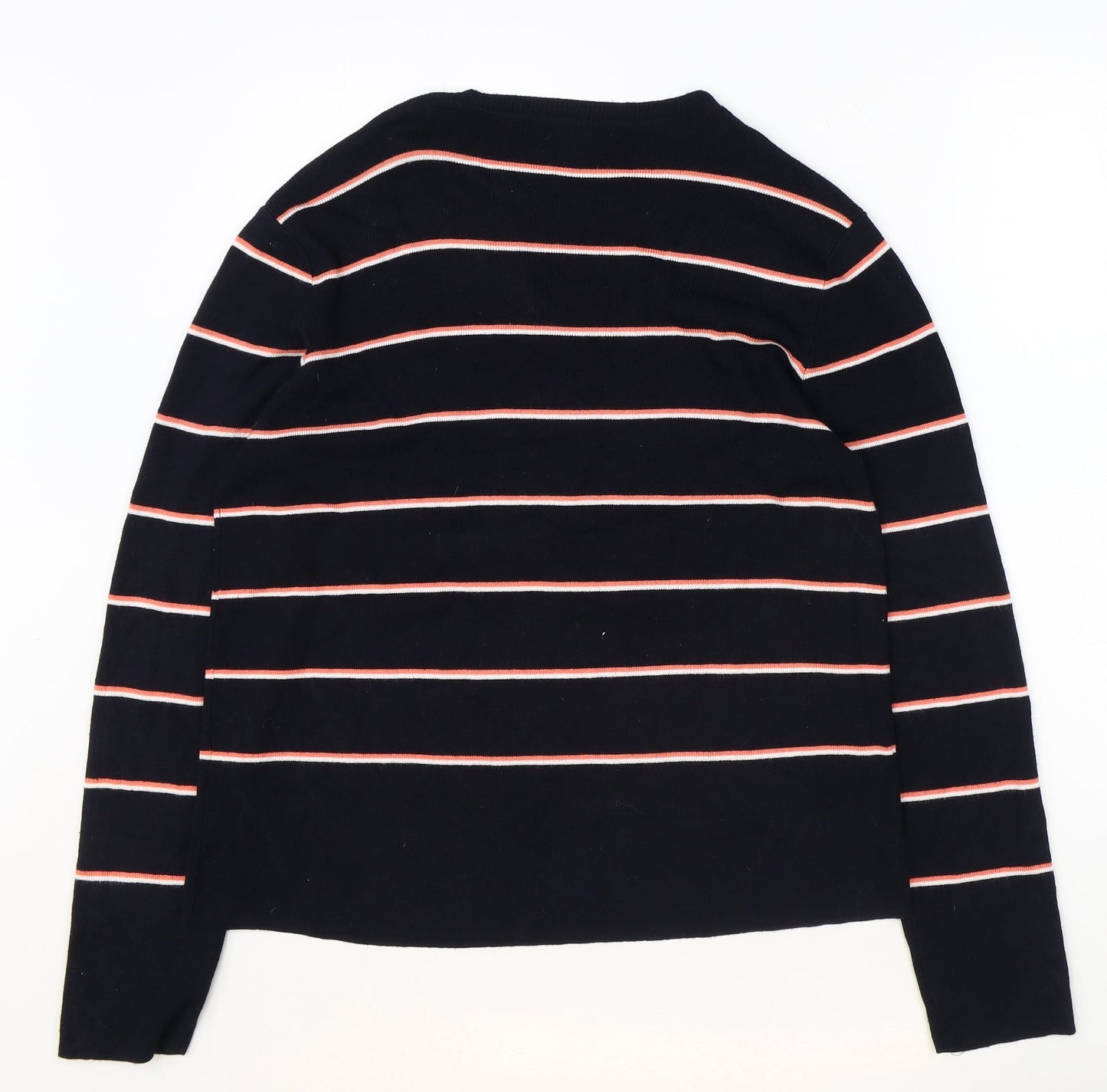 Therapy Womens Blue Striped Viscose Basic T-Shirt Size S Round Neck