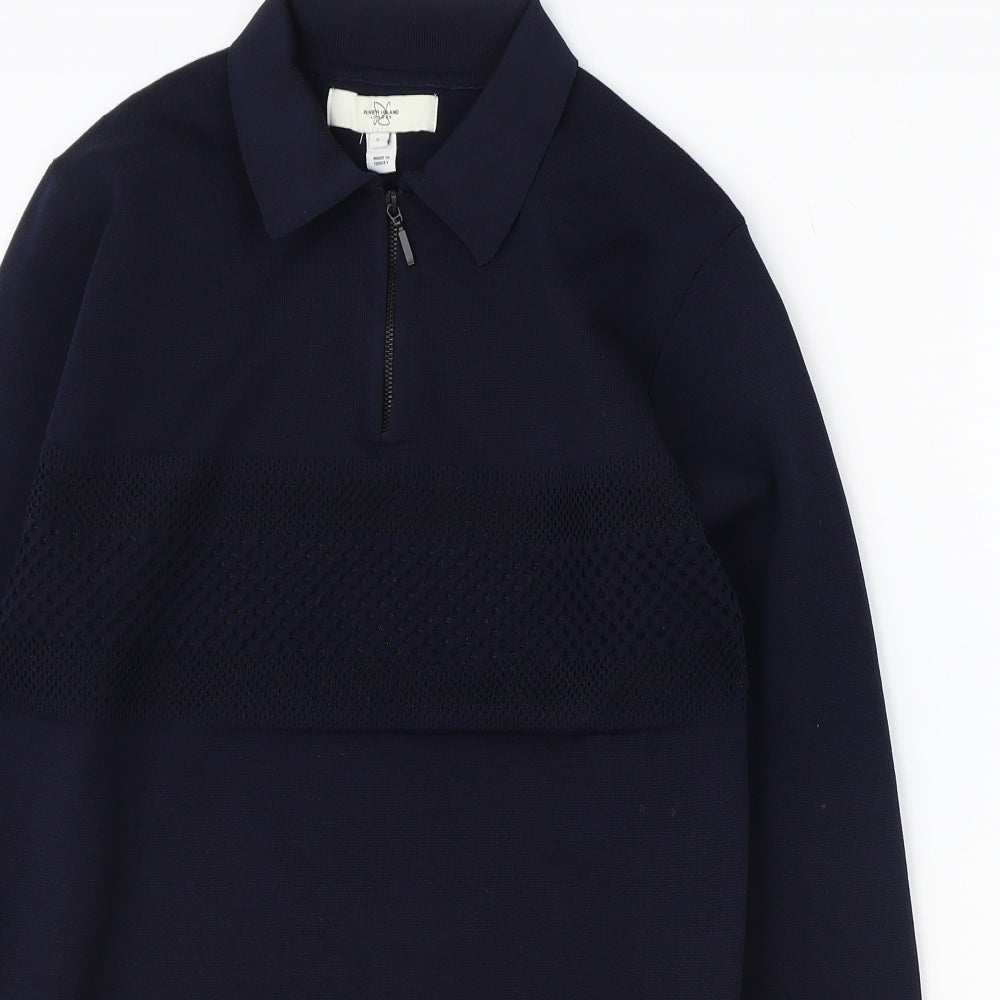 River Island Mens Blue Polyester Pullover Sweatshirt Size S