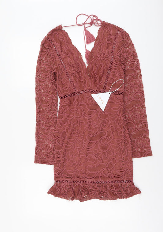 Love Triangle Womens Orange Cotton Mini Size 6 V-Neck Zip