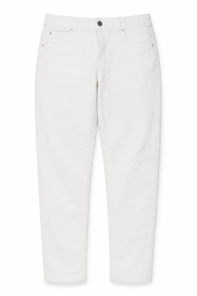 Corey Womens White Cotton Straight Jeans Size 10 L27 in Regular Button