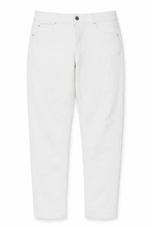 Corey Womens White Cotton Straight Jeans Size 10 L27 in Regular Button