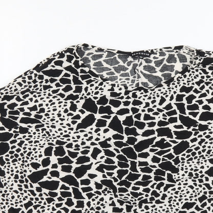Peacocks Womens Black Geometric Viscose Basic Blouse Size 20 Round Neck