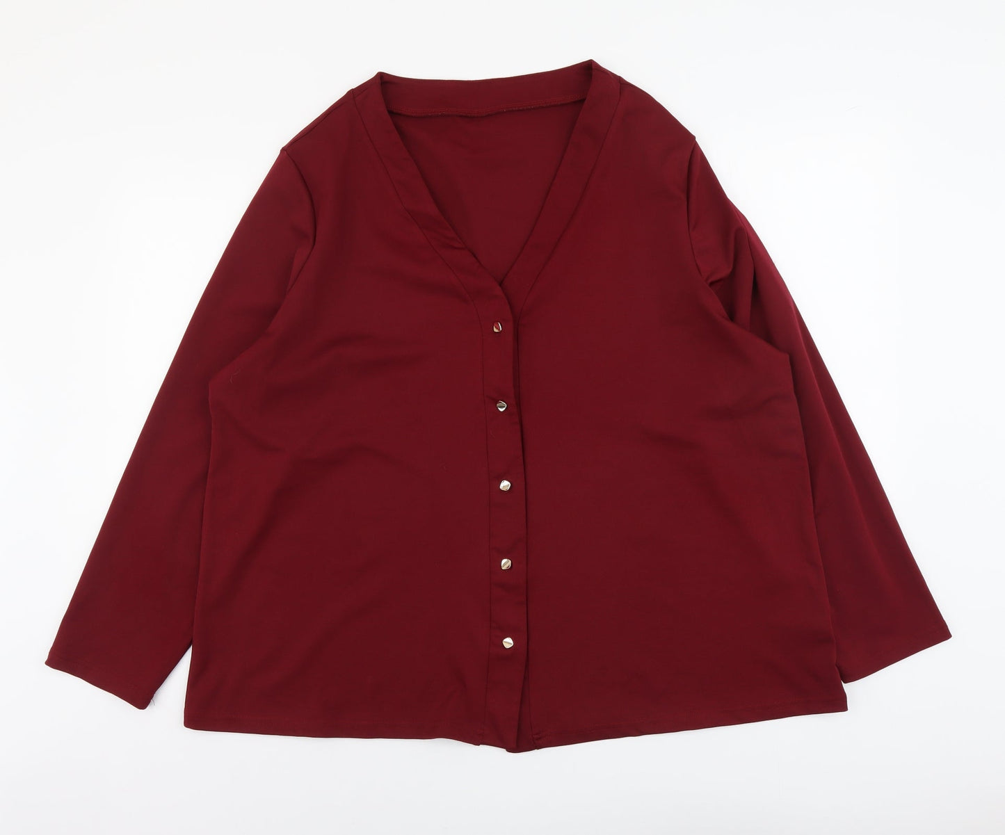 SheIn Womens Purple Polyester Basic Button-Up Size 2XL V-Neck