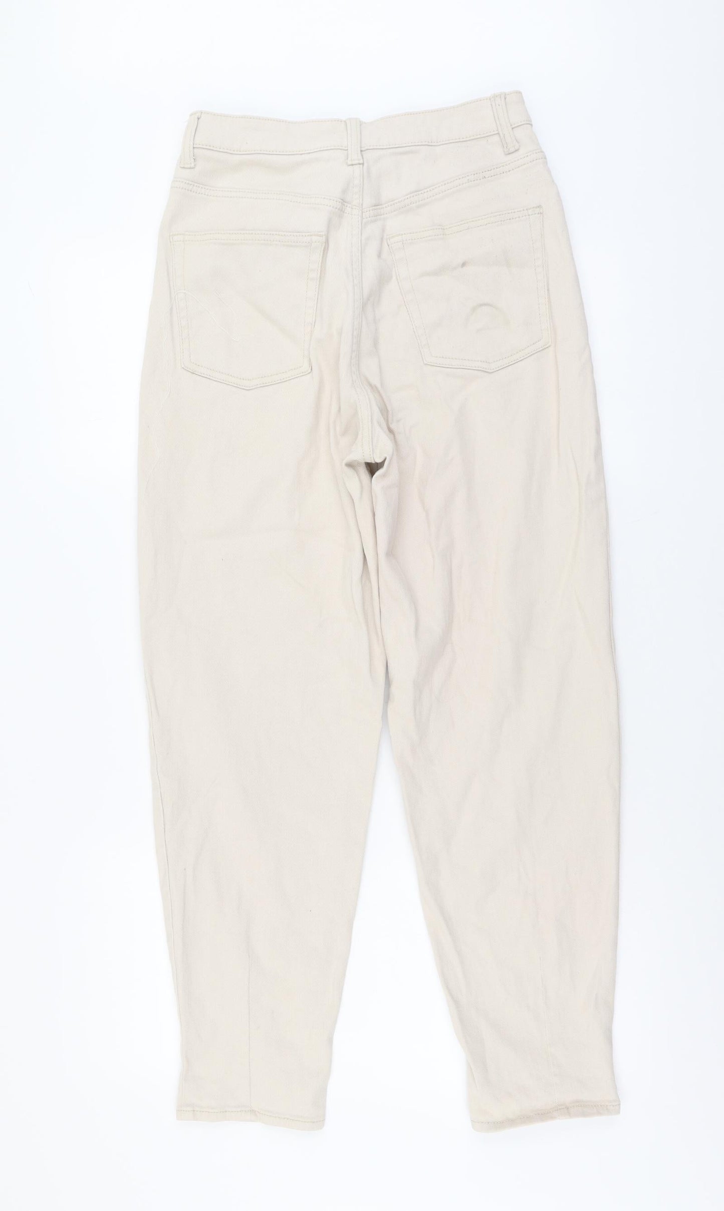 H&M Womens Beige Cotton Mom Jeans Size M L28 in Regular Button