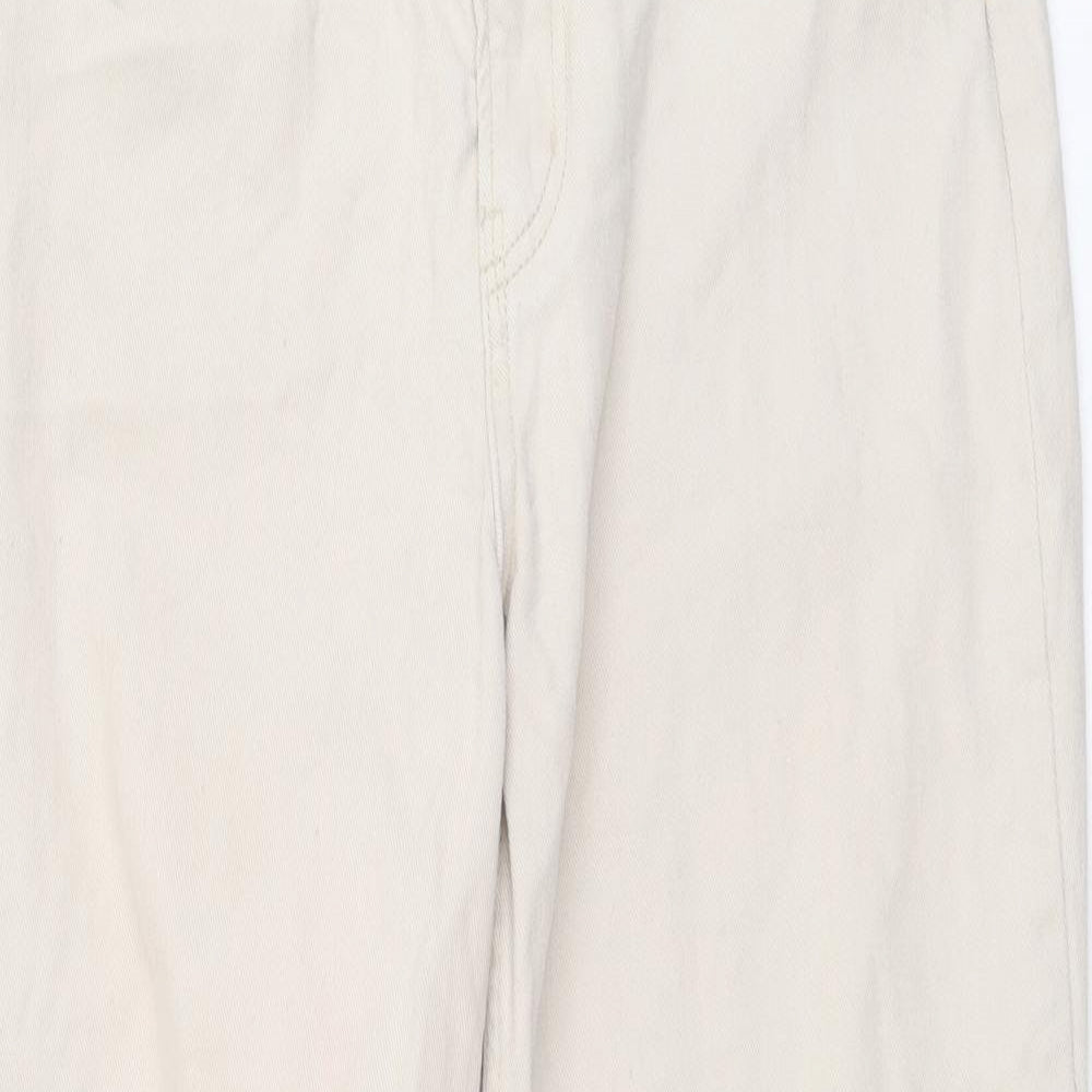 H&M Womens Beige Cotton Mom Jeans Size M L28 in Regular Button