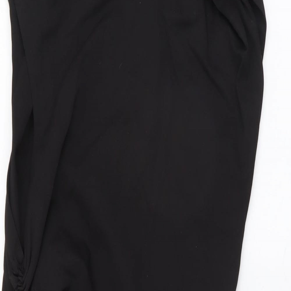 Zara Womens Black Cotton Mini Size XS Boat Neck Zip