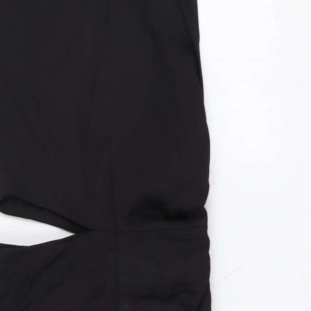 Zara Womens Black Cotton Mini Size XS Boat Neck Zip