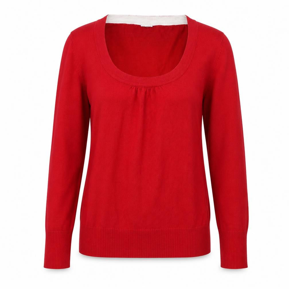 New Look Womens Red Round Neck Viscose Pullover Jumper Size 10