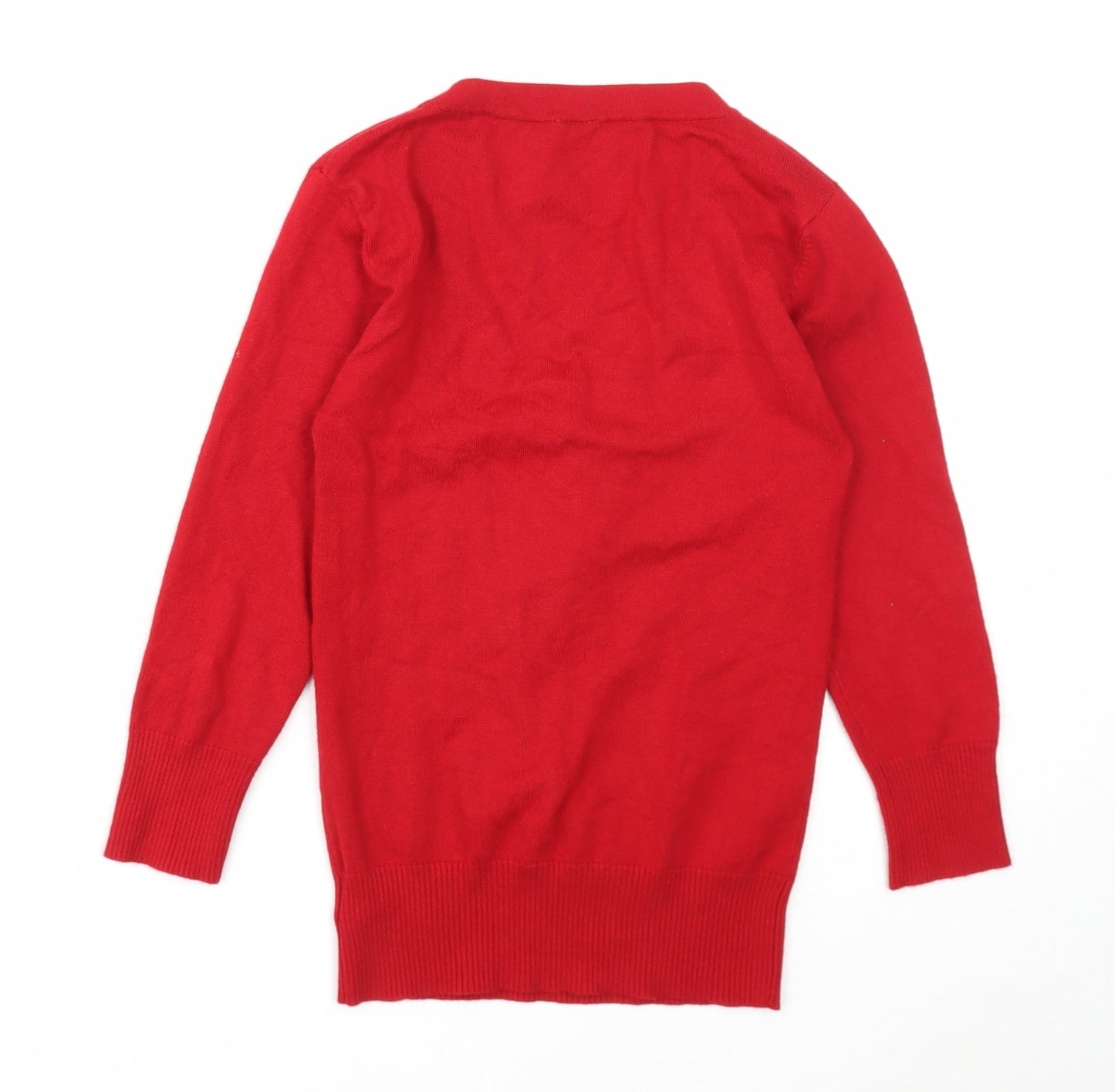 New Look Womens Red Round Neck Viscose Pullover Jumper Size 10
