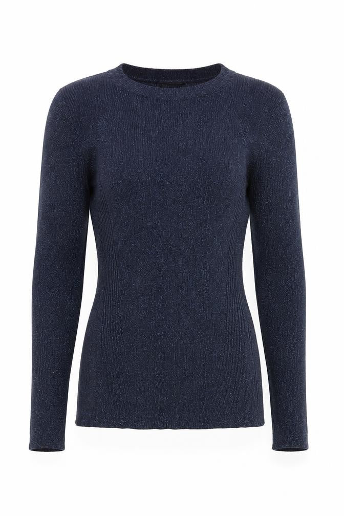 Warehouse Womens Blue Round Neck Viscose Pullover Jumper Size 10