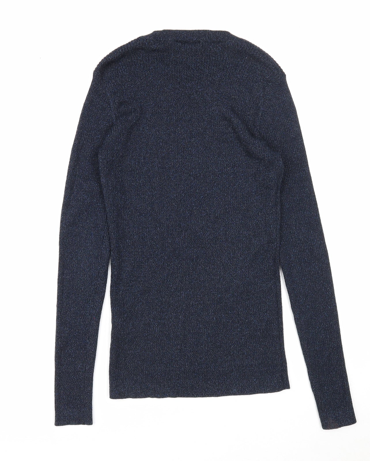 Warehouse Womens Blue Round Neck Viscose Pullover Jumper Size 10