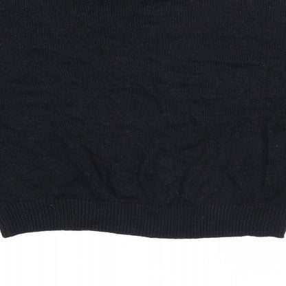 Divided Womens Black Round Neck Striped Acrylic Pullover Jumper Size S