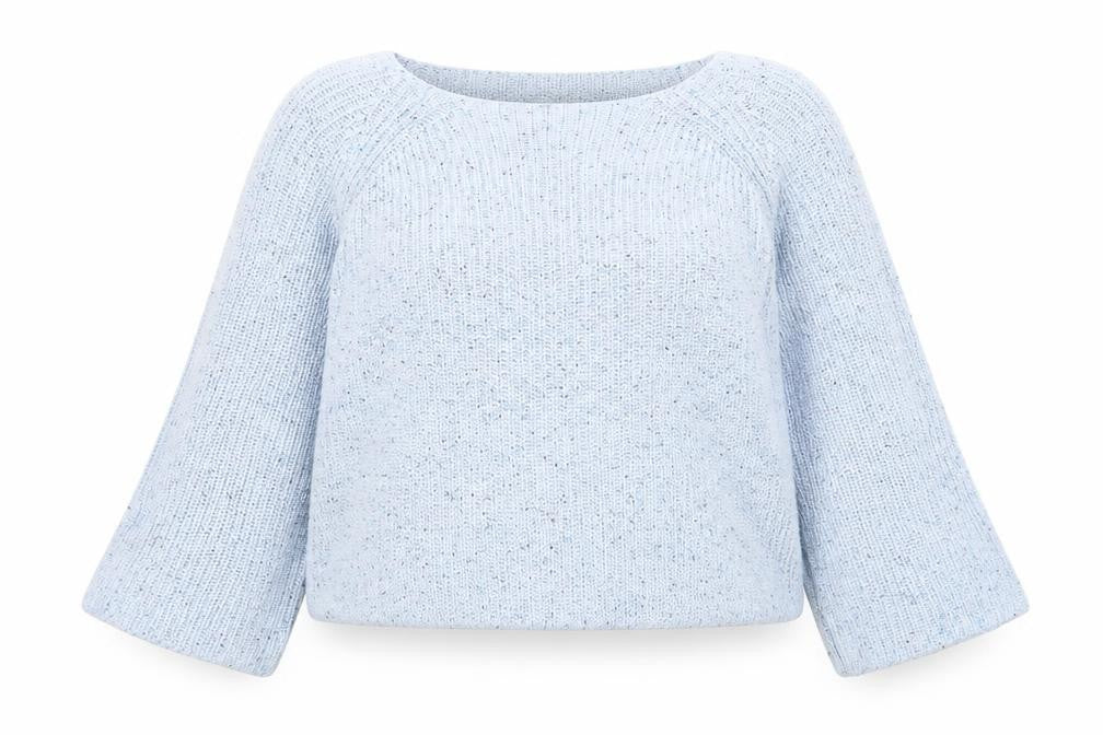 H&M Womens Blue Boat Neck Acrylic Pullover Jumper Size S - Cropped