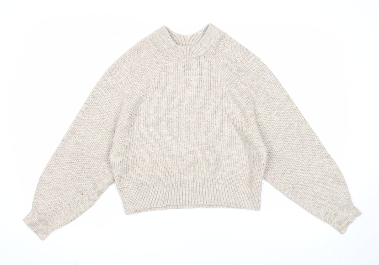ASOS Womens Beige Round Neck Acrylic Pullover Jumper Size 6 - Ribbed