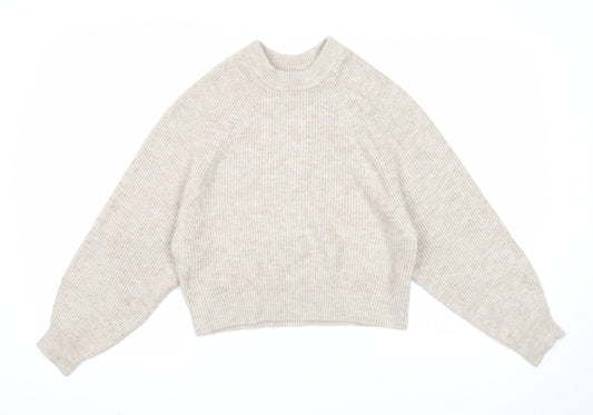 ASOS Womens Beige Round Neck Acrylic Pullover Jumper Size 6 - Ribbed