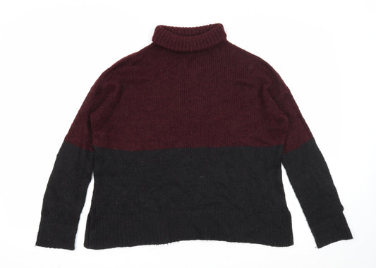 New Look Womens Purple Roll Neck Acrylic Pullover Jumper Size S - Colourblock