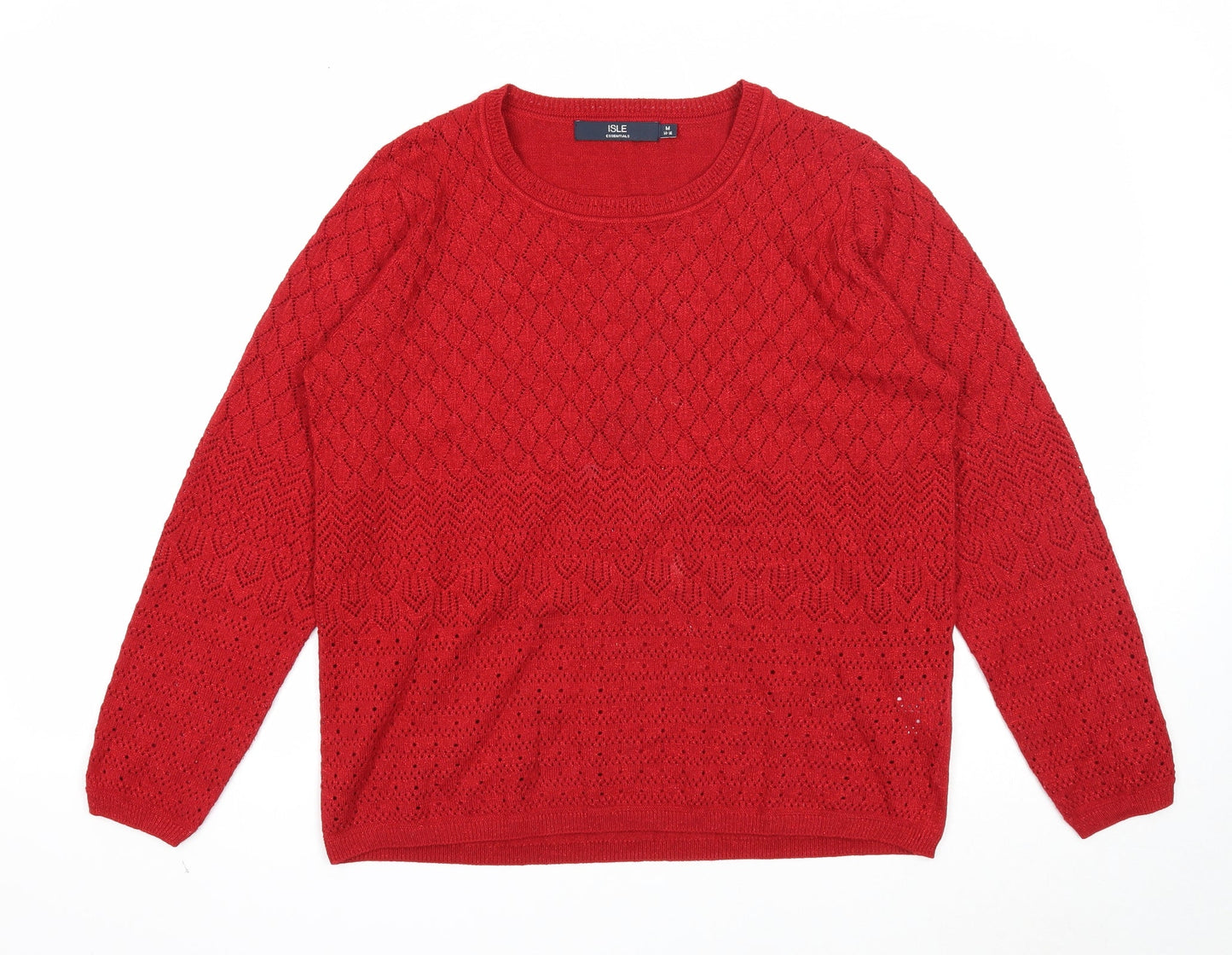 EWM Womens Red Scoop Neck Acrylic Pullover Jumper Size 14