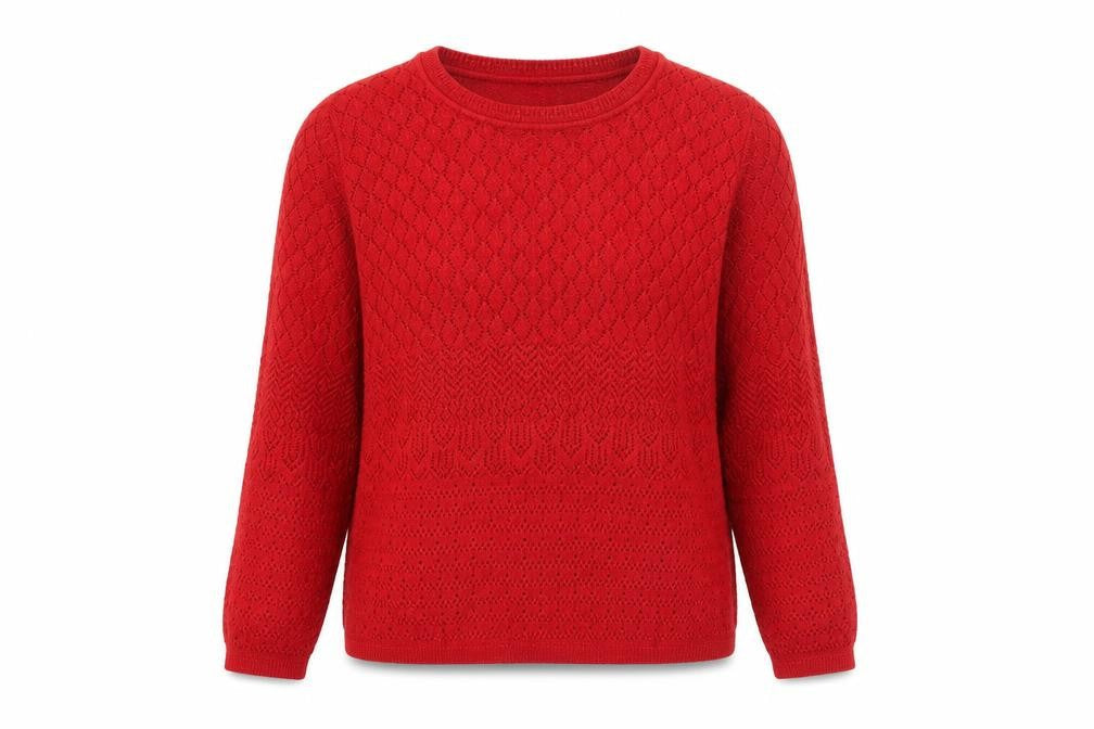 EWM Womens Red Scoop Neck Acrylic Pullover Jumper Size 14