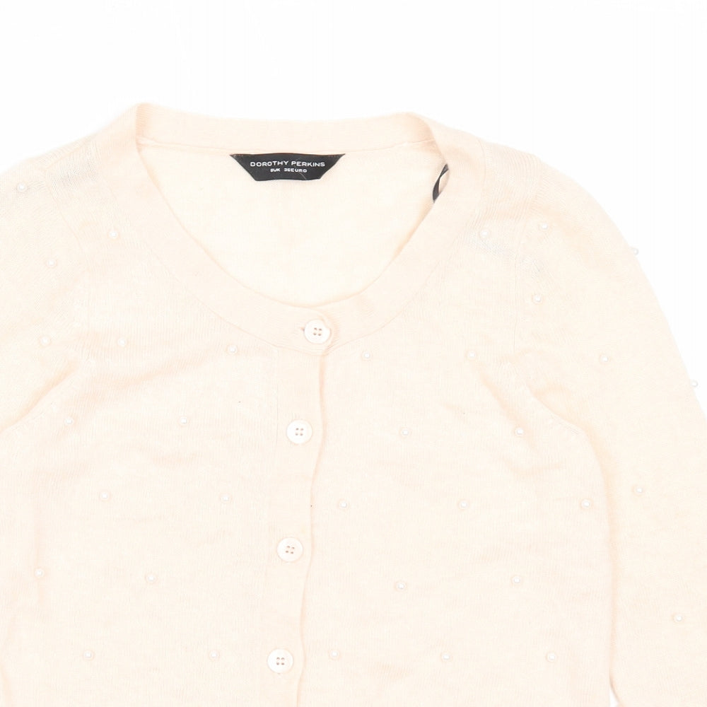 Dorothy Perkins Womens Pink V-Neck Viscose Cardigan Jumper Size 8