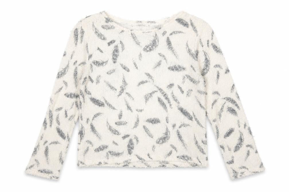 George Womens Beige Round Neck Geometric Polyester Pullover Jumper Size 12 - Feather Print