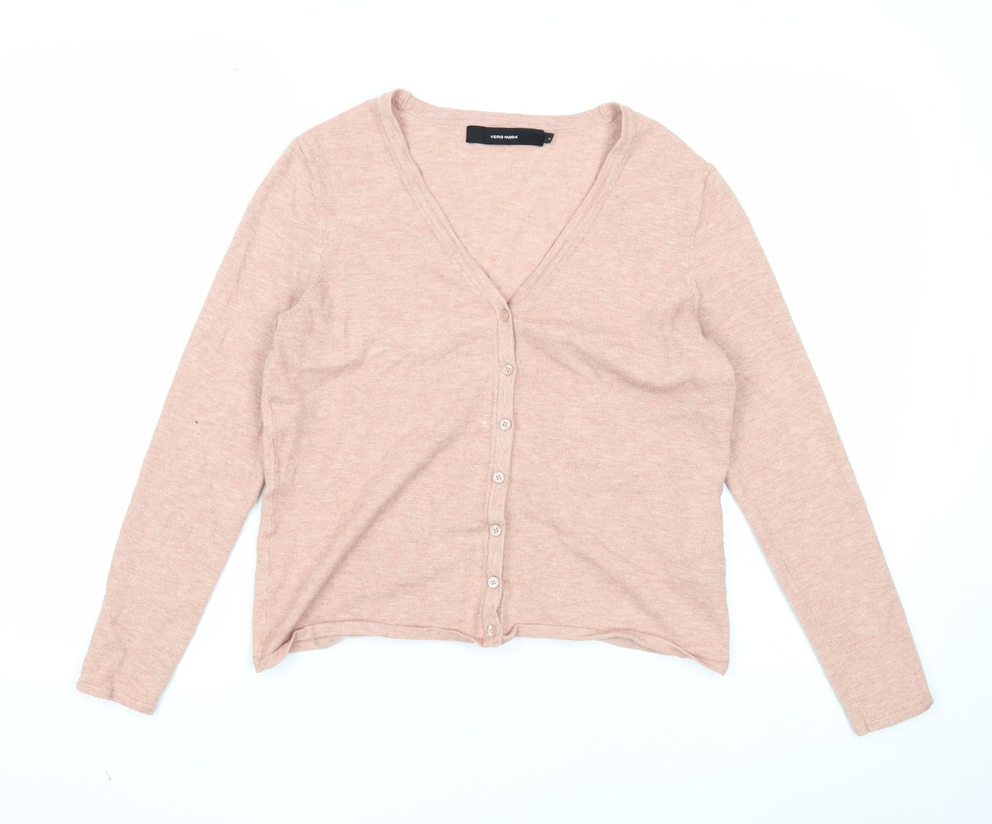 VERO MODA Womens Pink V-Neck Viscose Cardigan Jumper Size M