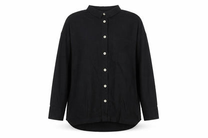 Preworn Womens Black Cotton Basic Button-Up Size L Collared