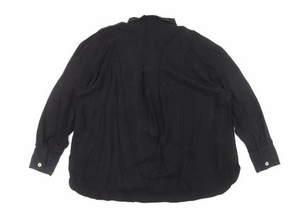 Preworn Womens Black Cotton Basic Button-Up Size L Collared