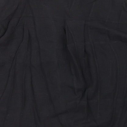 Preworn Womens Black Cotton Basic Button-Up Size L Collared