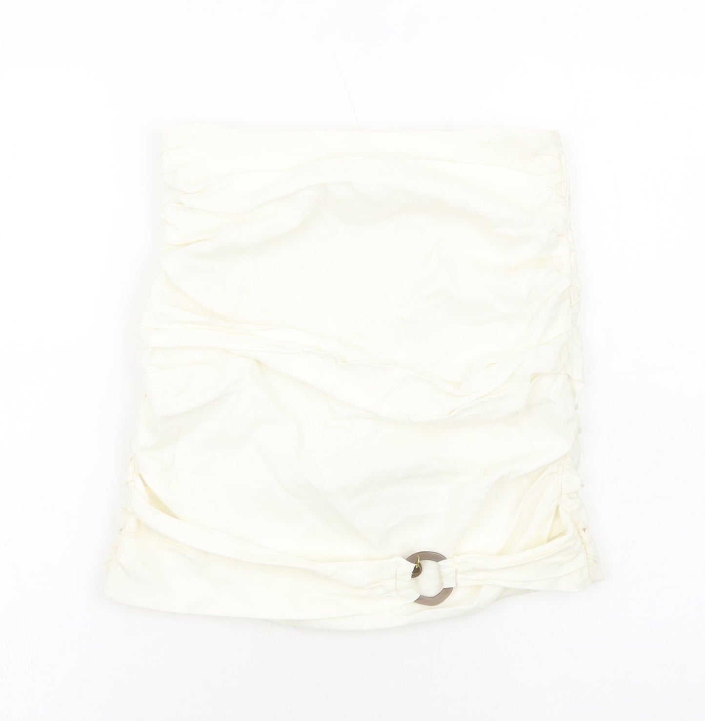 Zara Womens Ivory Cotton Bandage Skirt Size M Zip