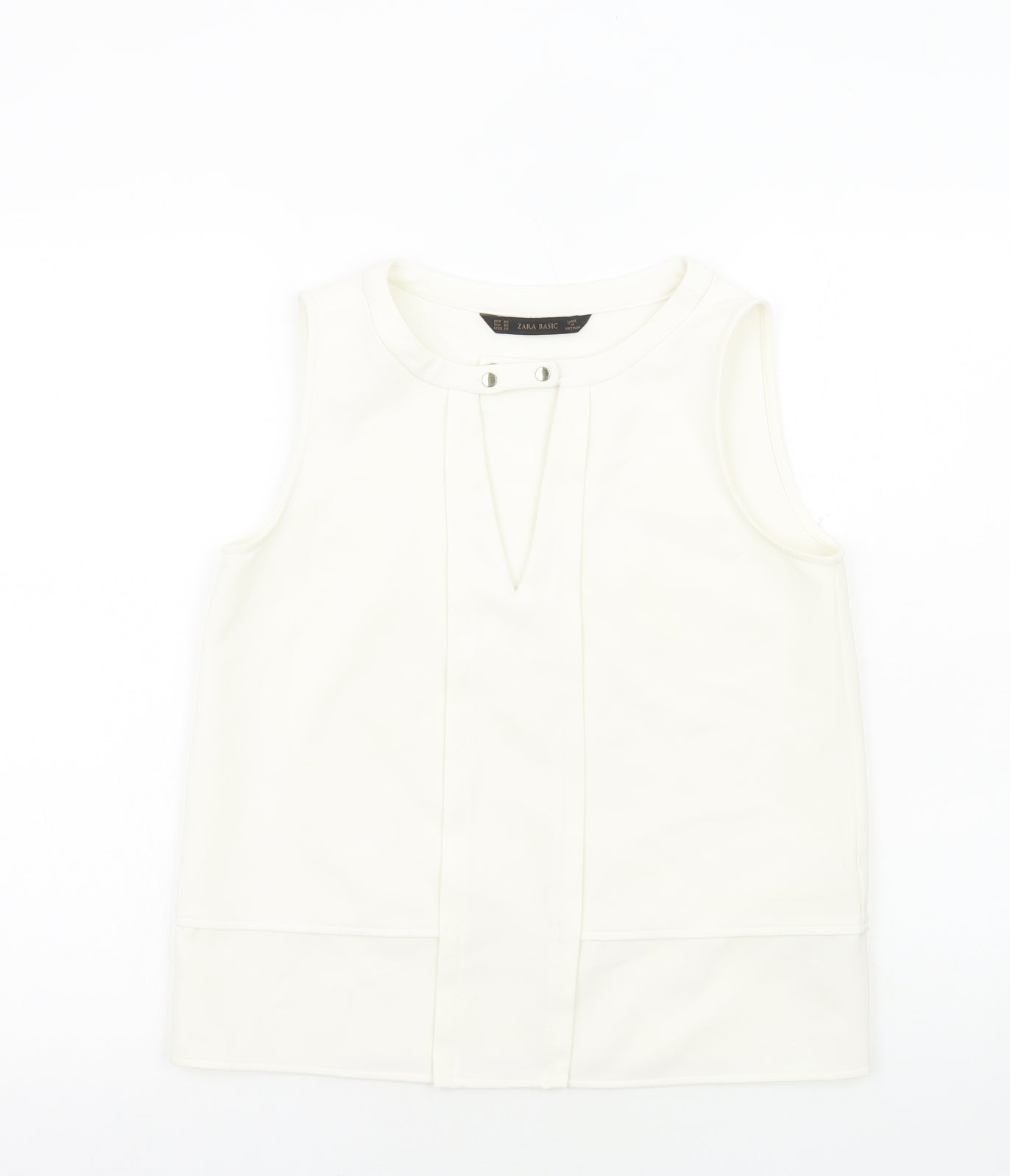 Zara Womens Ivory Polyester Basic Tank Size XS Round Neck