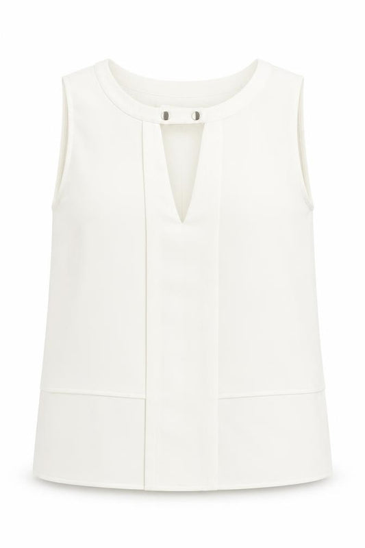 Zara Womens Ivory Polyester Basic Tank Size XS Round Neck