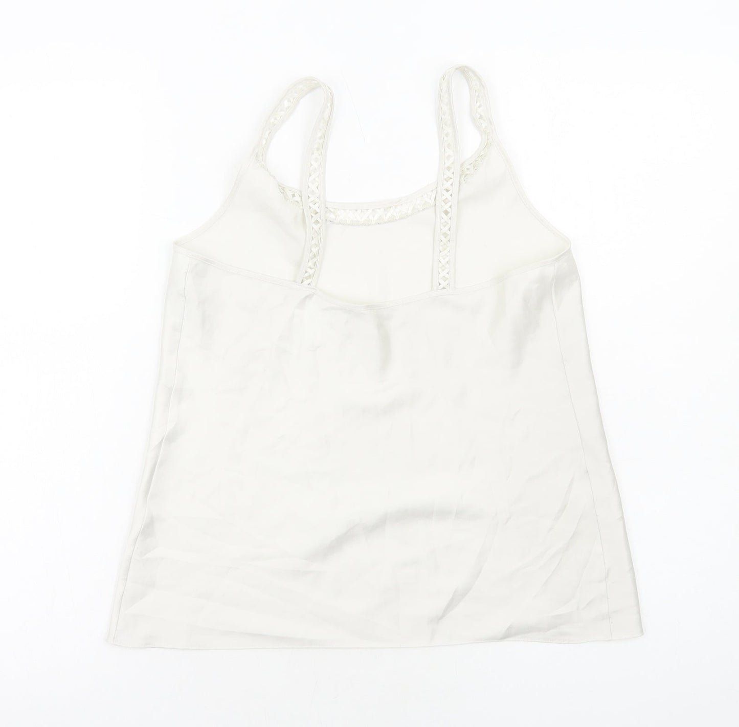 Marks and Spencer Womens White Polyester Basic Tank Size 10 Scoop Neck - Neckline Detail