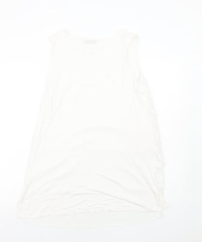 Per Una Womens White Geometric Polyester Basic Tank Size M Round Neck