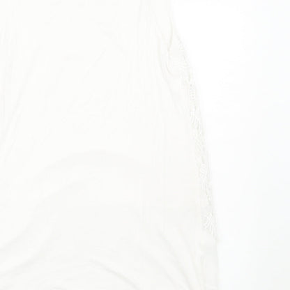 Per Una Womens White Geometric Polyester Basic Tank Size M Round Neck
