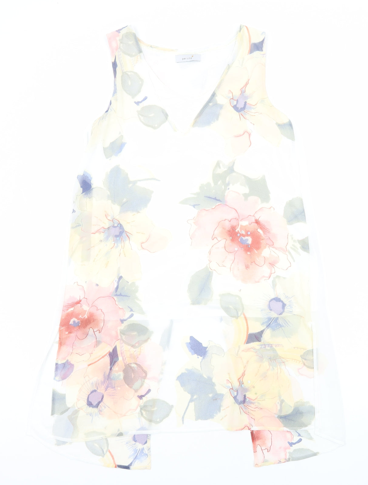 Per Una Womens Multicoloured Floral Polyester Tunic Tank Size 10 V-Neck