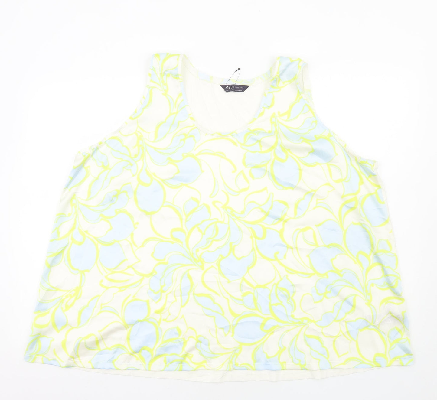 Marks and Spencer Womens Multicoloured Geometric Polyester Basic Tank Size 24 Round Neck
