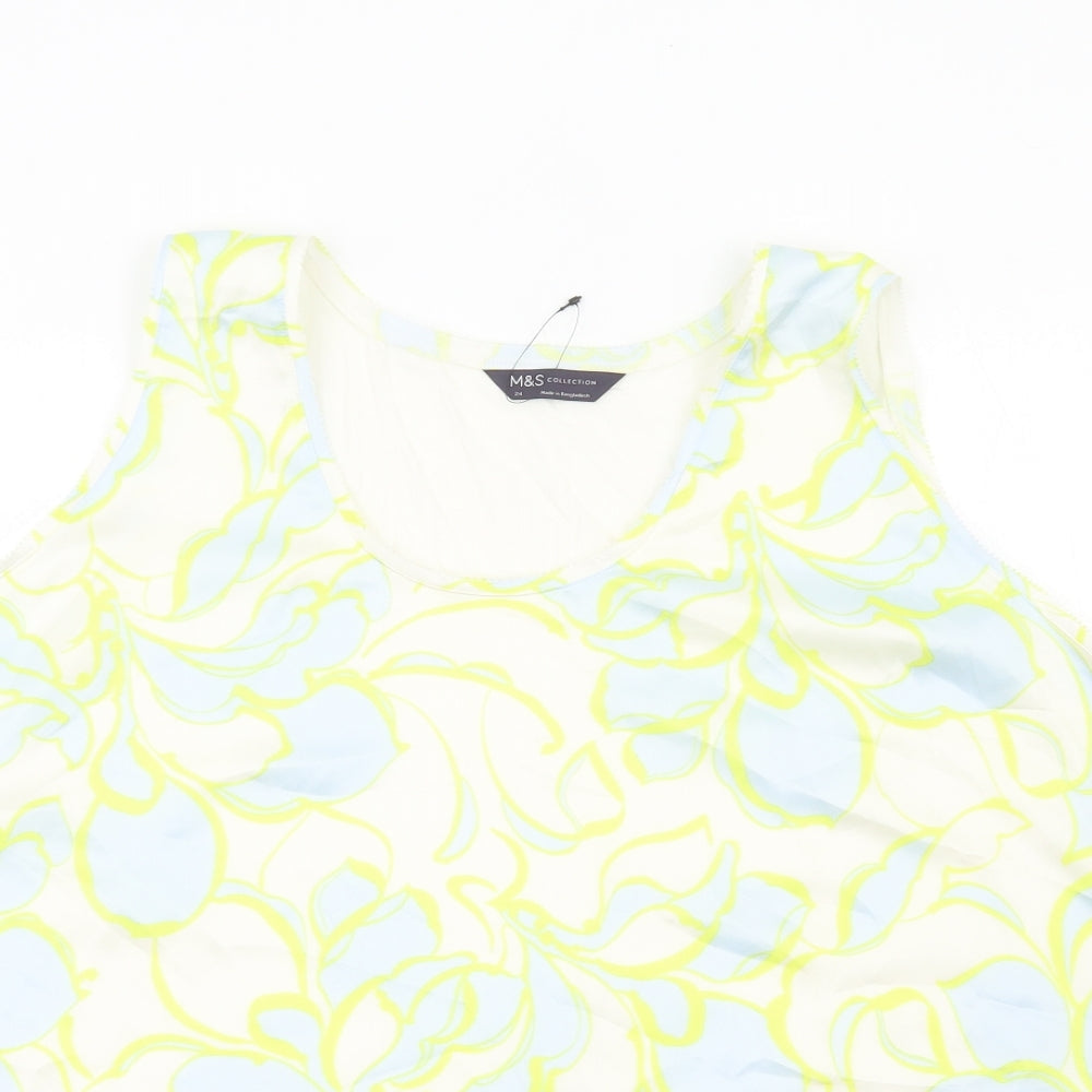 Marks and Spencer Womens Multicoloured Geometric Polyester Basic Tank Size 24 Round Neck