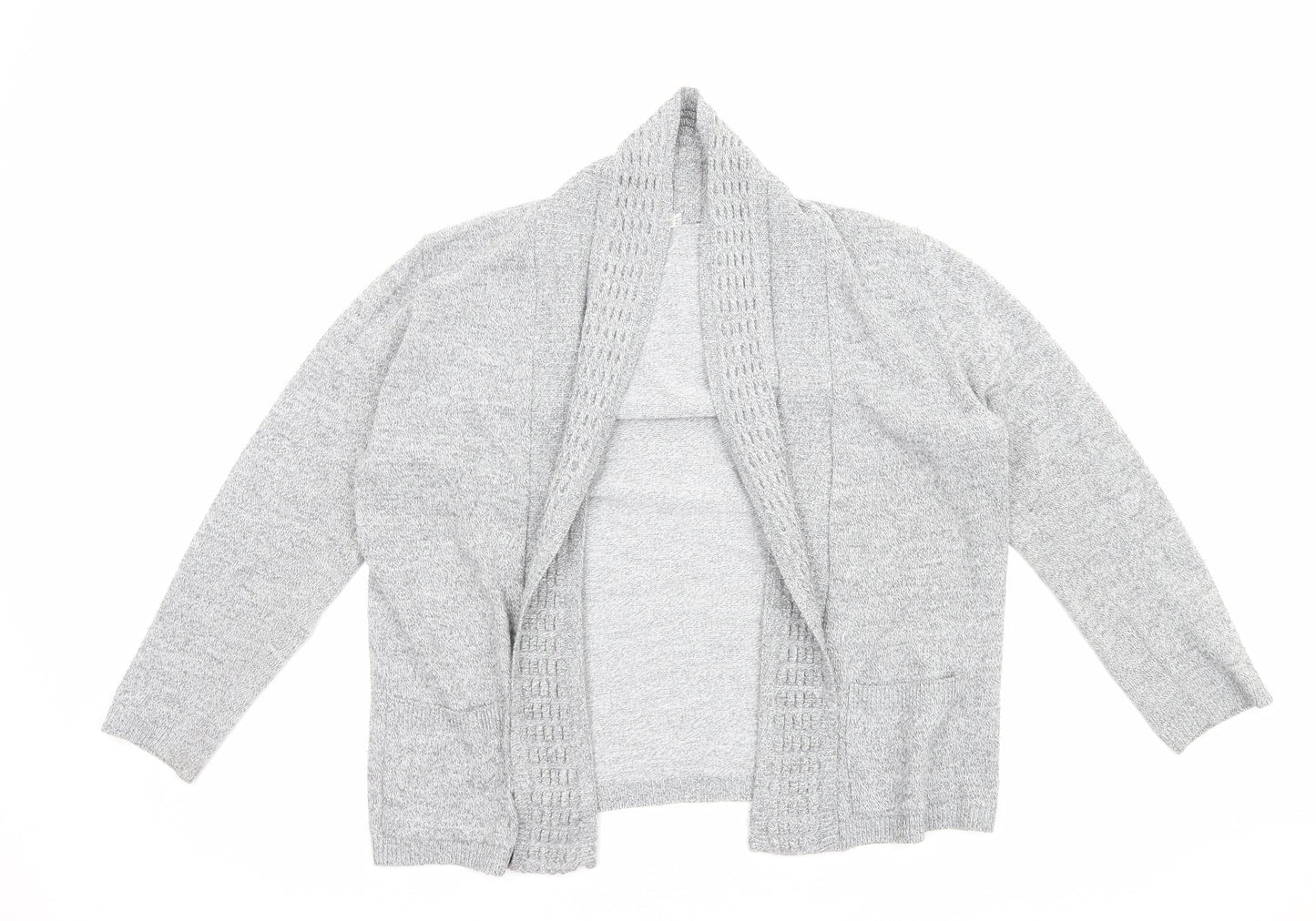 Envy Us Womens Grey V-Neck Geometric Acrylic Cardigan Jumper Size M