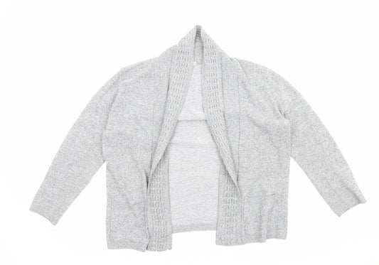 Envy Us Womens Grey V-Neck Geometric Acrylic Cardigan Jumper Size M