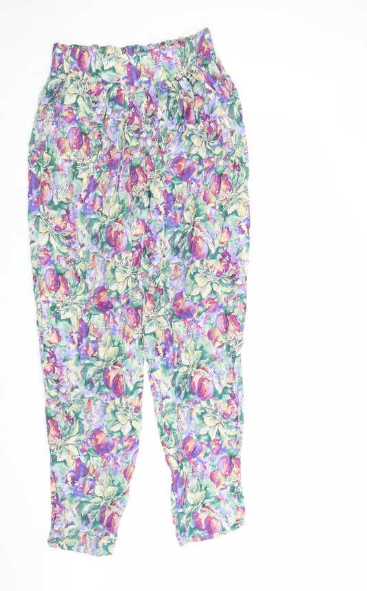 Georgiou Womens Multicoloured Floral Viscose Trousers Size S L28 in Regular Hook & Loop