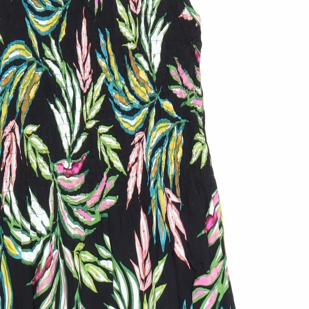 Croft & Barrow Womens Black Geometric Viscose A-Line Size M Scoop Neck Pullover
