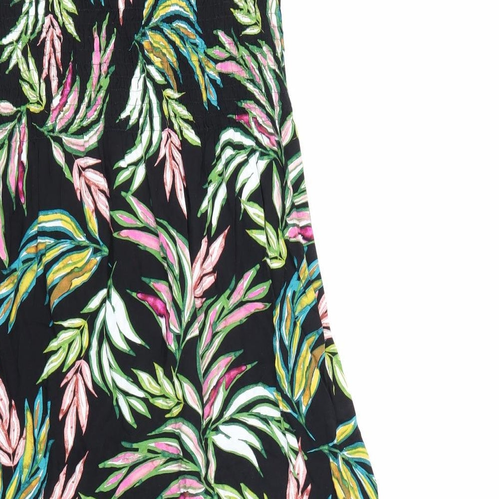 Croft & Barrow Womens Black Geometric Viscose A-Line Size M Scoop Neck Pullover