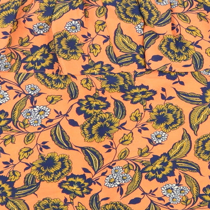 Peacocks Womens Orange Floral Polyester Basic Blouse Size 8 Off the Shoulder - Bardot